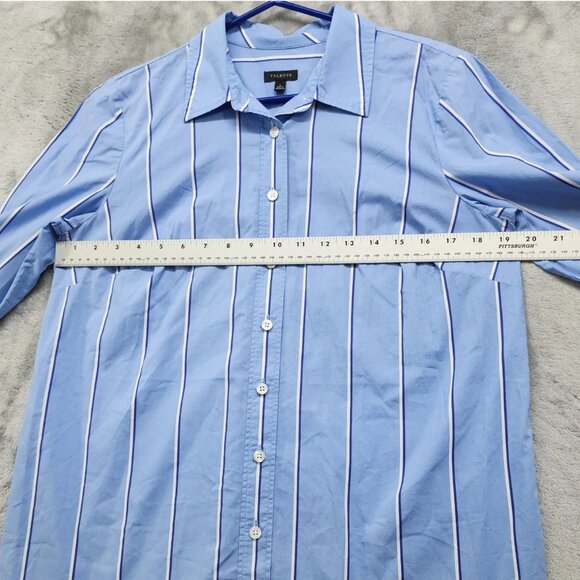 Talbots Top Womens S Blue Striped Classic Cotton Shirt Long Sleeve Button Up - Picture 3 of 7